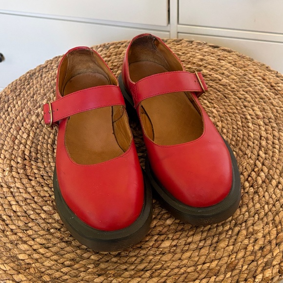 Dr Martens Indica Red Mary Jane Shoes 7 - Picture 2 of 11